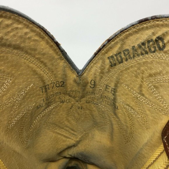 Durango Western Cowboy Boots Womens 9 EE Brown Leather Mid Calf Pull On TR762 - Picture 10 of 11
